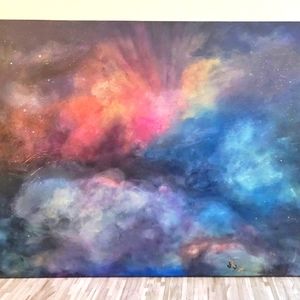Canvas wrapped gallery artwork signed by artist - colorful cloud abstract